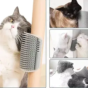 IMNOCARE Cat Self Groomer,Softer Cat Corner Scratcher For Wall With Catnip,Massage Comb Groomer,Pet Kitten Brush,Cat Face Scratcher For Kitten with Long &Short Fur (Gray)
