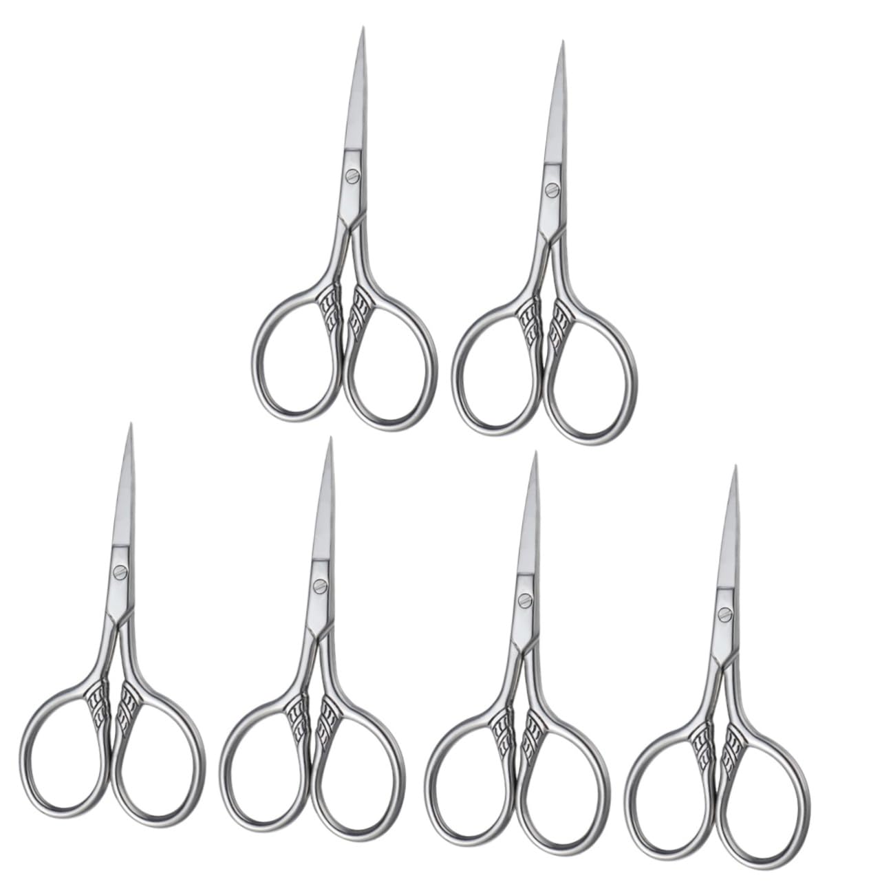DOITOOL 6pezzi Forbici Per Rifinitura Barba Acciaio Inossidabile Di Forbici Per Uomo Per Del Viso e Del Corpo Color Argento Strumenti Professionali Per Parrucchieri e Uso Domestico