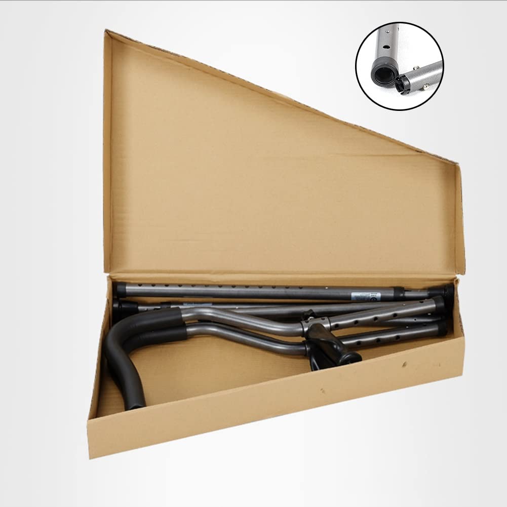 Muletas Plegables para Axilas con empuñadura anatómica, muletas ergonómicas en Forma de F, Altura Ajustable, muletas de Aluminio, Puntas articuladas, 1 par (Size : S)