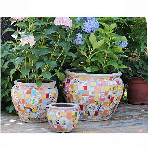 Pot de fleurs résistant en céramique pour plantes de terrasse et cour