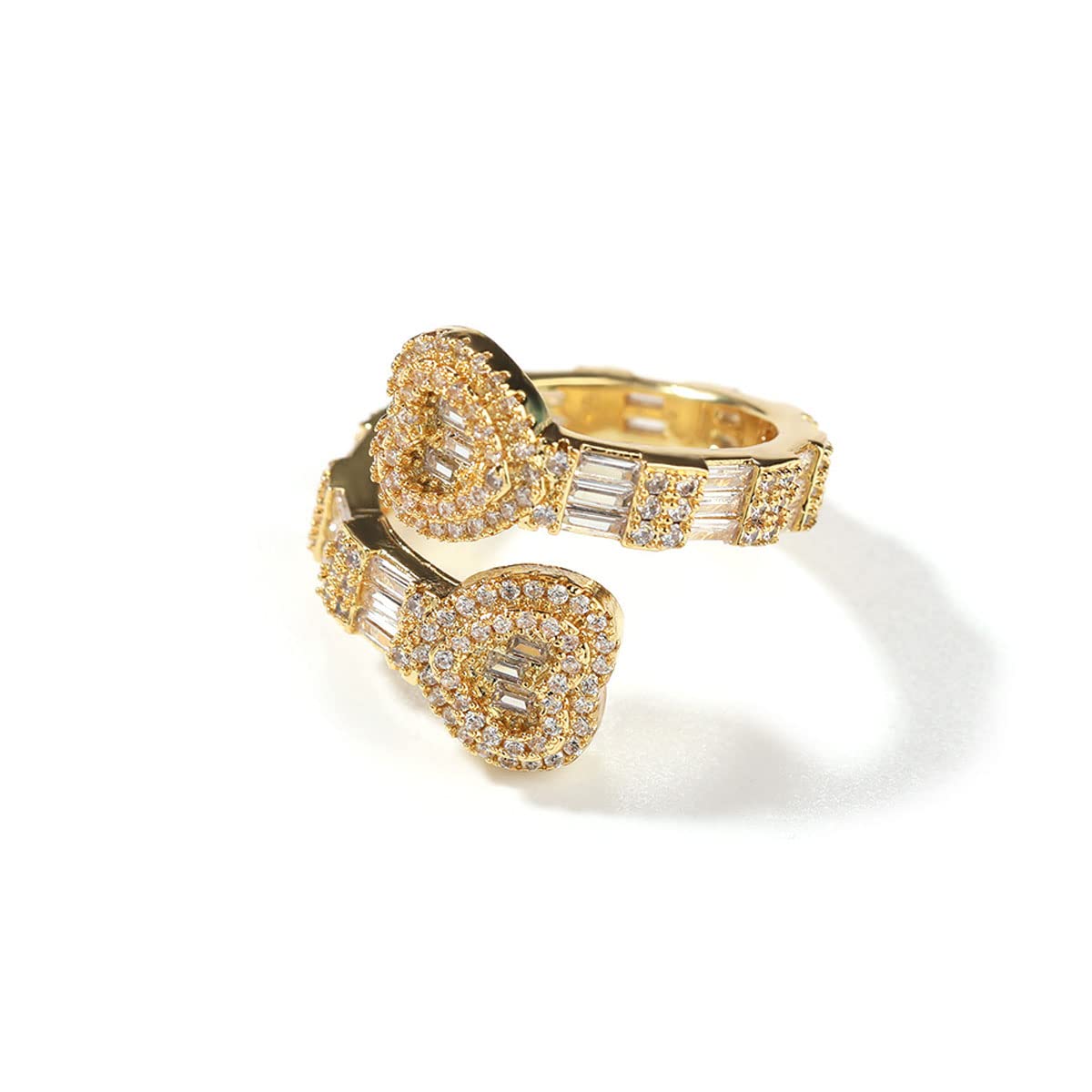 Jacruces Gold Heart Ring - Iced Out Cubic Zirconia Bling Ring For Women & Men, Promise/Engagement Style