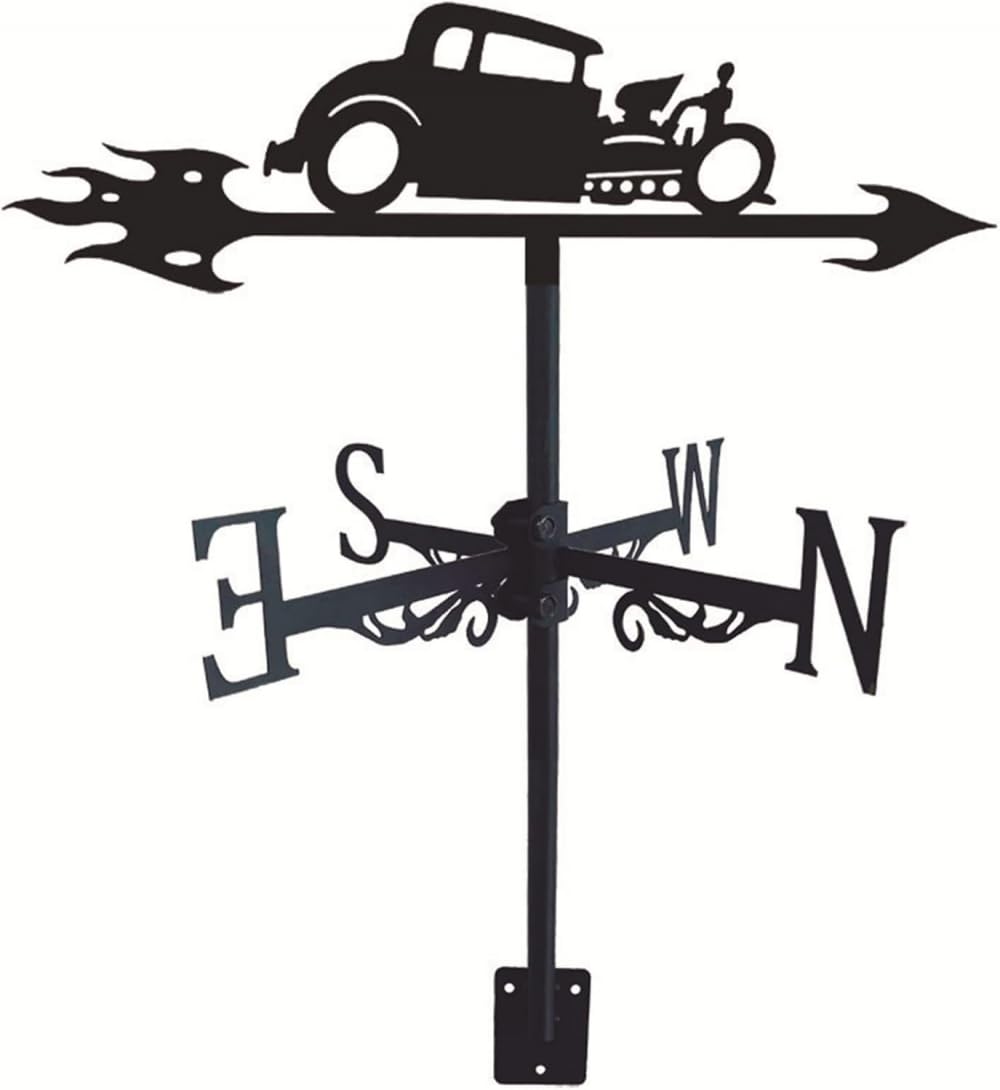 CZYLJLK Weather Vane, Car Vane Weathercock Wind Metal Weathervane Retro Mini Vanes with Anemometer for Direction Indicator