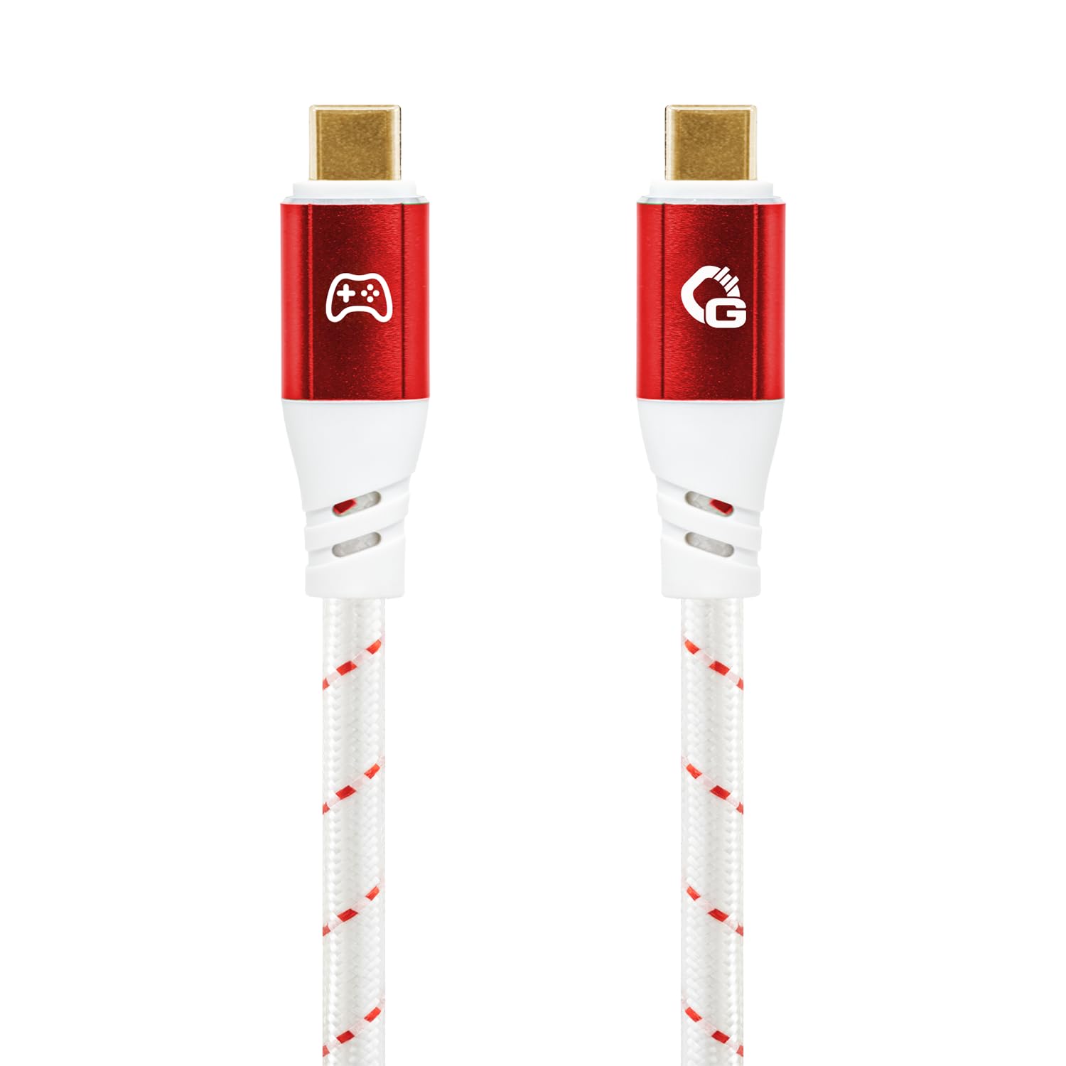 New Game Red – Cavo USB Type-C 20 Gbps – fino a 240 W Power Delivery – tripla schermatura – contatti dorati – 3 m – Cavo da gioco con guaina in tessuto – blu/bianco