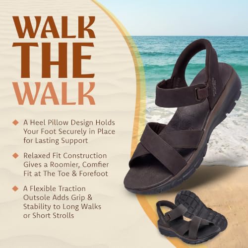 Image of Skechers Women's Easy Going - Somewhere Sunny | Hands Free Slip-Ins, Sandal, Relaxed Fit, Yoga Foam Cushioned Footbed, Heel Pillow, Vegan, Faux Leather Strappy Upper