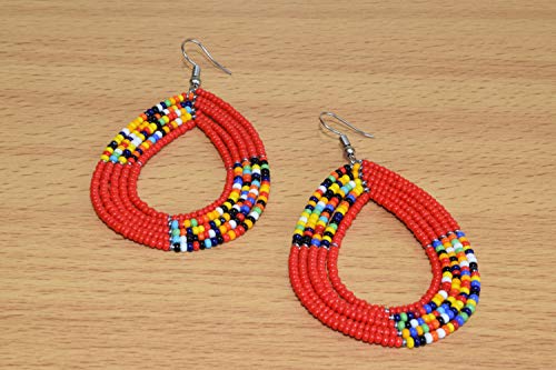 TEMBO AFRICA Set of 2 Maasai Beaded Earrings Handmade African Earrings Length: 3 Inches (with hooks) Boho Jewelry Gifts, AE262