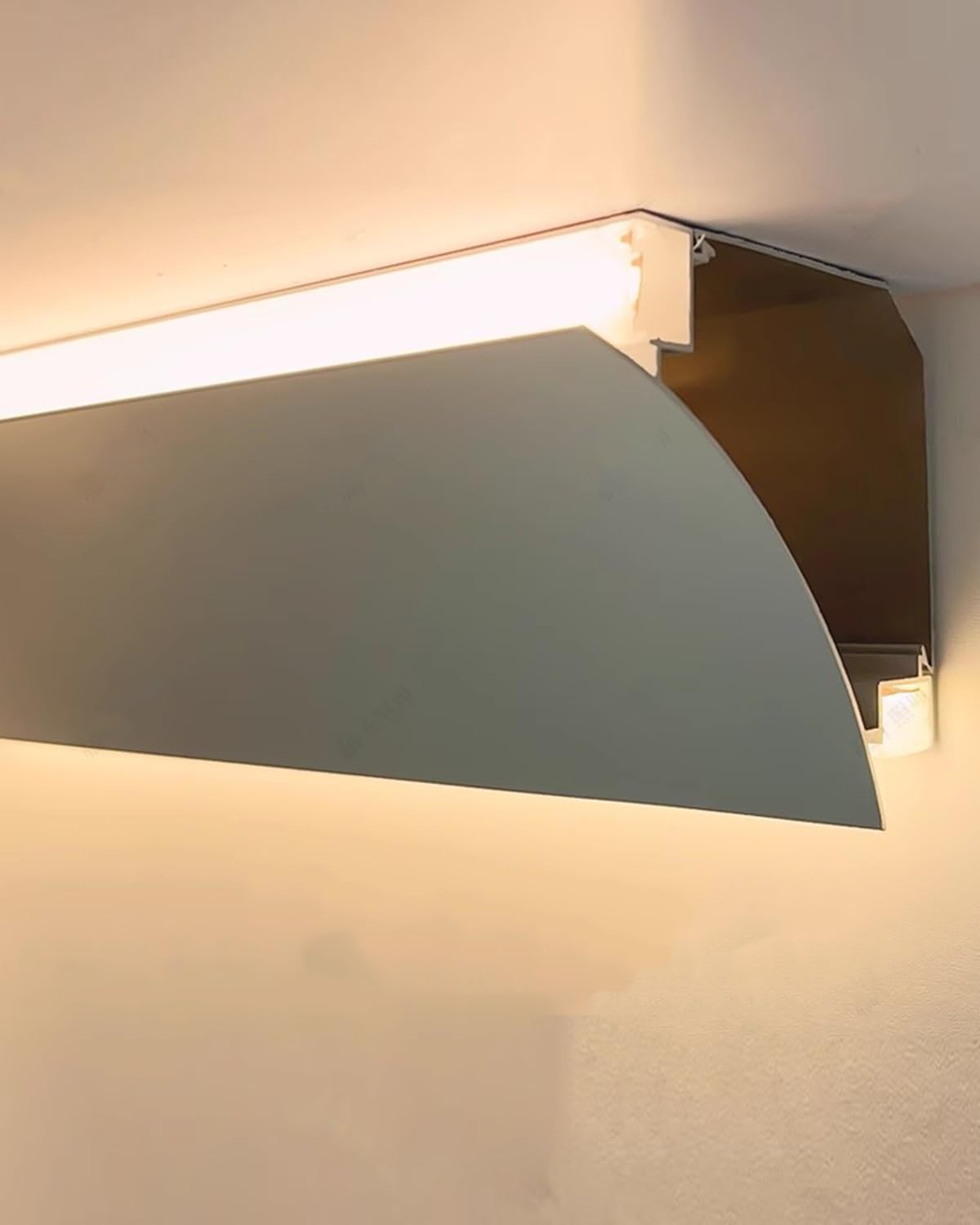 Perfil de tira LED lineal de metal, canal difusor de iluminación de cornisa para baño, cocina, armario, oficina, luces LED ocultas para techo