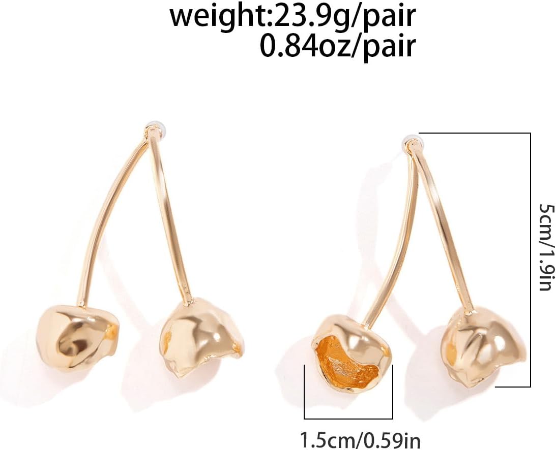 Cherry Earrings for Women Gold Fruit Earrings Cherry Dangle Earring Broken Fruit Earrings Sweet Lovely Dopamine Fruit Earrings Cute Fruit Jewelry for Women - Image 7