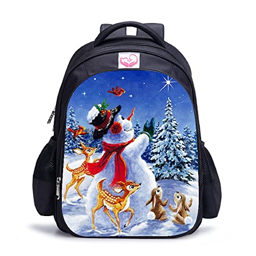 Sac à dos école enfant bonhomme de neige 3D 16 pouces pour garçons et filles