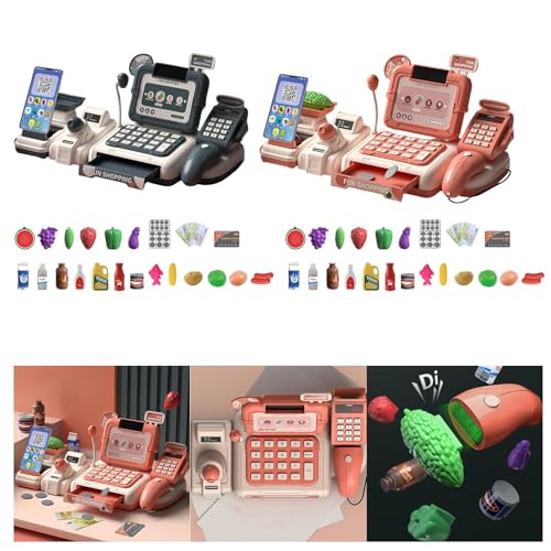 Image of Cash Register Playset with Lights and Sounds Store for Girls Birthday Gifts Pink|Toys & Hobbies | Educational | Other Educational Toys|1 Kids Supermarket Cash Register Playset