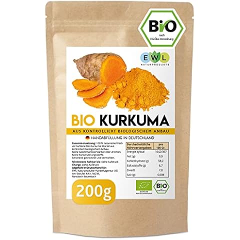 Kurkuma Pulver BIO, 200g Kurkuma Pulver fein gemahlen, Curcuma Pulver aus kontrolliert biologischem Anbau Cover