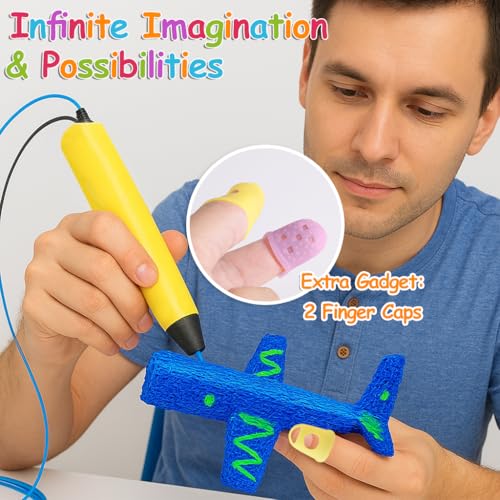 Image of 20 Colors 3D Pen Filament Refills 1.75mm PLA Threads Each Color 16.4 Feet Total 328 Feet with 2 Finger Caps Compatible with SCRIB3D and Compatible with MYNT3D 3D Pencil (3D Pen Not Included) | Include 2 Finger Caps, 3D Pencil Refill Pack, Compatible with SCRIB3D Kretrum MYNT3D 3D Pen ( 3D Pen Not Included )