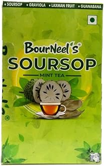 BourNeel's® Soursop Mint Tea Box (20 Bags)|Dipping Tea Bags | Combination of Dry Soursop Leaves & MintLeaves| No Preservatives | Graviola Laxman Phal Dry Leaves | High Vitamin C |Kadha Tea |
