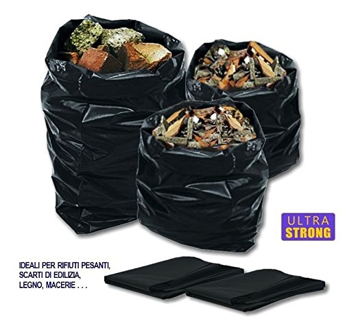 PZ 50 SACCHI ULTRA STRONG SUPER RESISTENTI PER IMMONDIZIA CM 55 X CM 65 MICRON 40 PER SPAZZATURA E RACCOLTA DIFFERENZIATA PLASTIC BAGS (200)