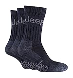 6 Pairs Of Men's Jeep Terrain cushion sole walking Hiking Socks 7-12 US (Black)