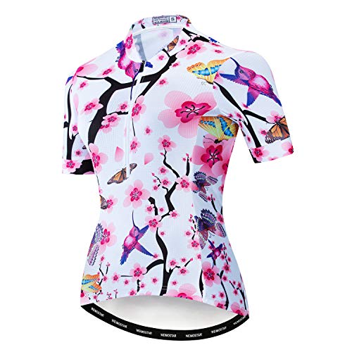 Women Cycling Jersey Half Zipper Bicycle Bike Breathable Short Sleeve Shirt Clothing Tops
