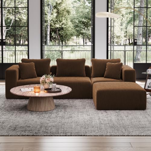 Image of Avenco 106-inch L-Shaped Modular Sectional Sofa Couch with Ottoman