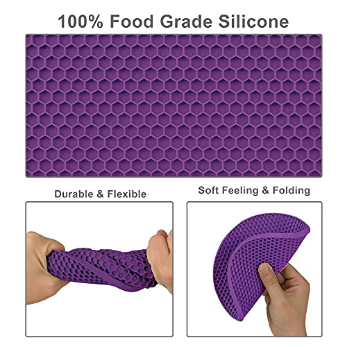 Image of Countertop Protector Heat Resistant Trivets for Hot Pots and Pans - Non-Slip Insulated Heat Pads for Kitchen Counter Purple Pack of 2