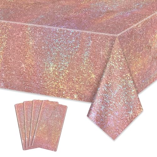 APUXXJUPA Paquete de 4 Manteles Rectangulares Oro Rosa, Mantel