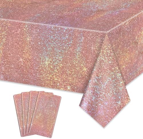 Lot de 4 nappes en or rose - Rectangle - Décorations d'anniversai...