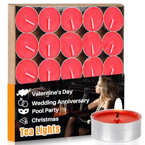 MAQIHAN 25 pcs Red Tea Light Candles - Mini Votive Soy Candles Bulk