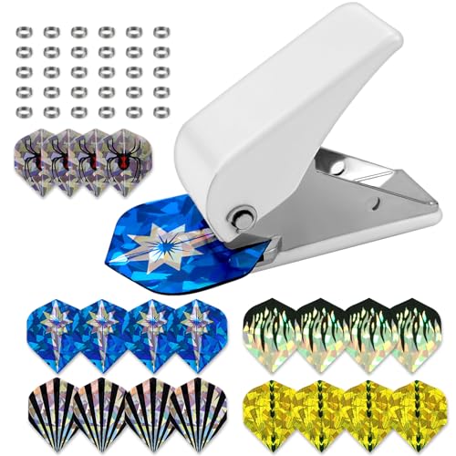TYBYBB Dart Zubehör Dart Flight Locher mit 100 Stück O Ringe aus Metall Flights Darts Darts Zubehör Weiß