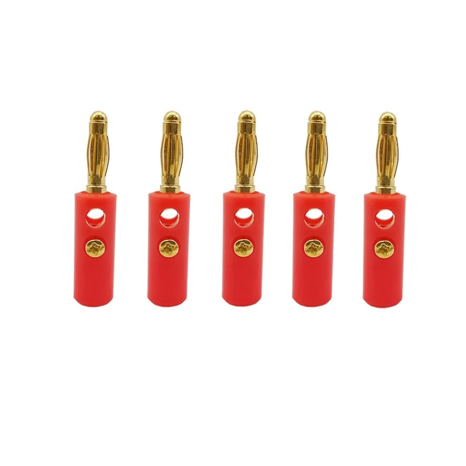 Lot de 10 fiches banane à vis plaquées or de 4 mm pour haut-parleur Rouge et noir