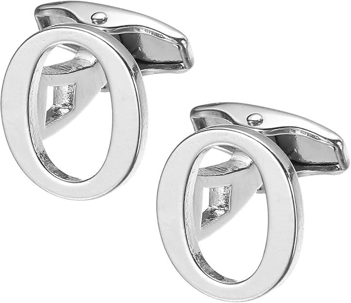 calixto O Alphabet Silver Cufflinks for Men | Initial Letter “O” Personalized Luxury Cuff Links | Premium Polished Metal Shirt, Coat & Blazer Cufflinks | Wedding, Office | Stylish Gift for Men | Set of 2-picture-42