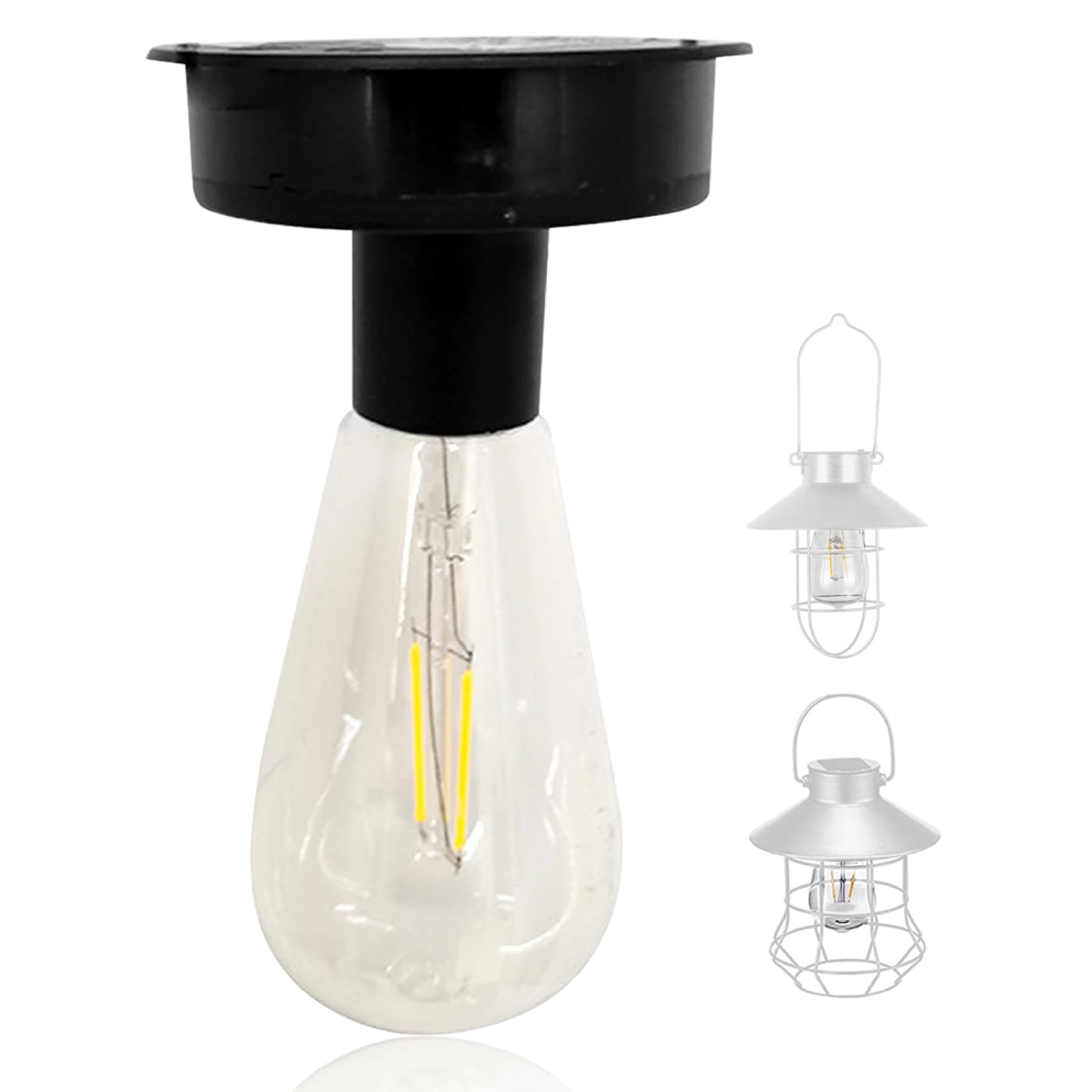 Peosaard Solar Light Bulb Waterproof Solar Powered Light Bulbs 3.35 inch Replacement Top with Bulb Warm White LED for Outdoor Solar Lanterns Solar Light Bulbs Outdoor