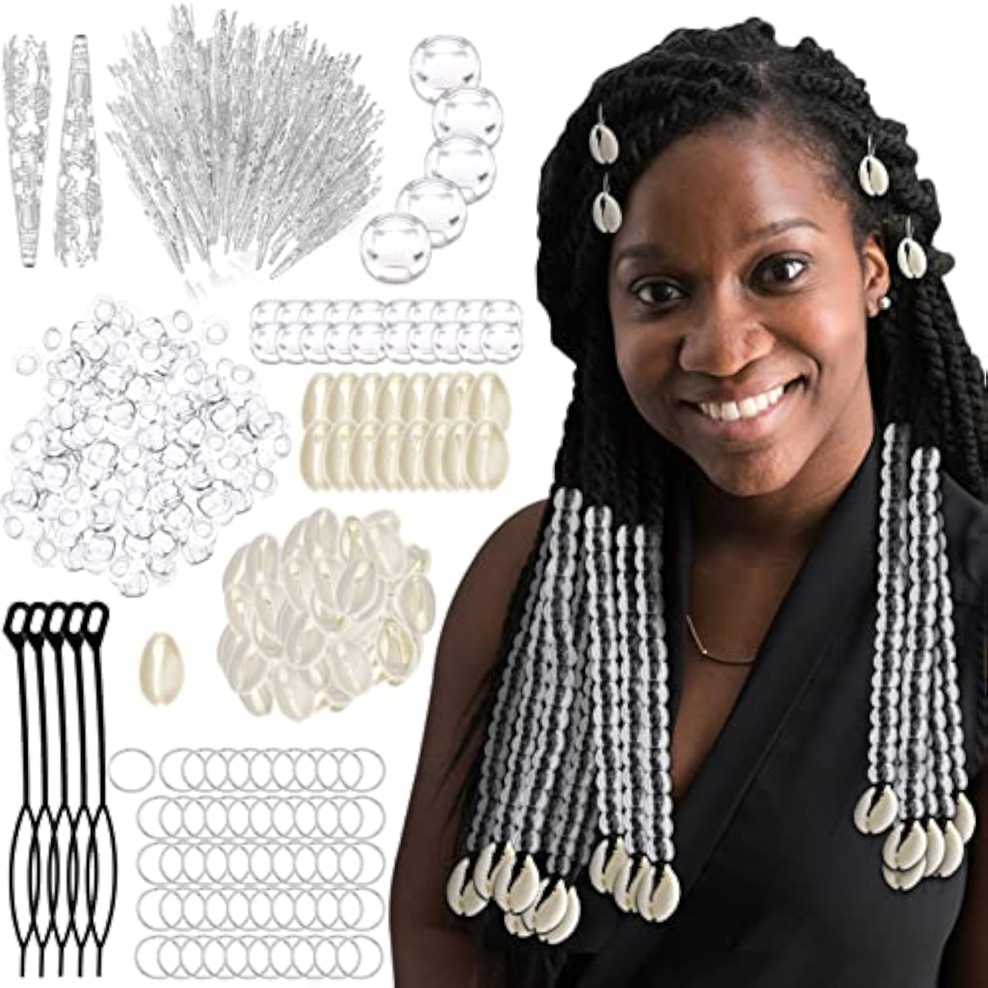 455 Pcs Clear Beads Dreadlocks Accessories Set