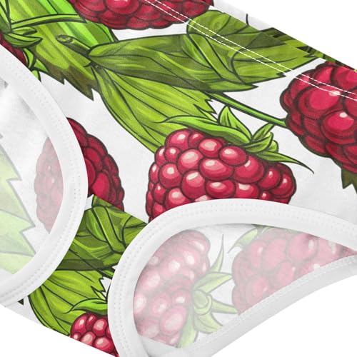 Raspberries Green Leaves Floral Panties Little Girl Toddler Girls Underwear Cotton Aesthetic Kids Briefs Undies 2t4