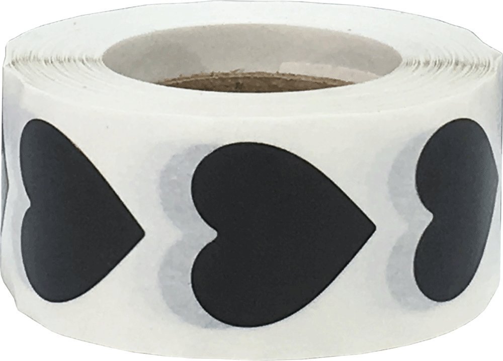 Black Heart Stickers 19.1 mm 0.75 Inch Wide 500 Count