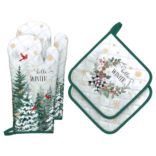 Arquiel Ensemble mitaines four sapin hiver 4 pièces