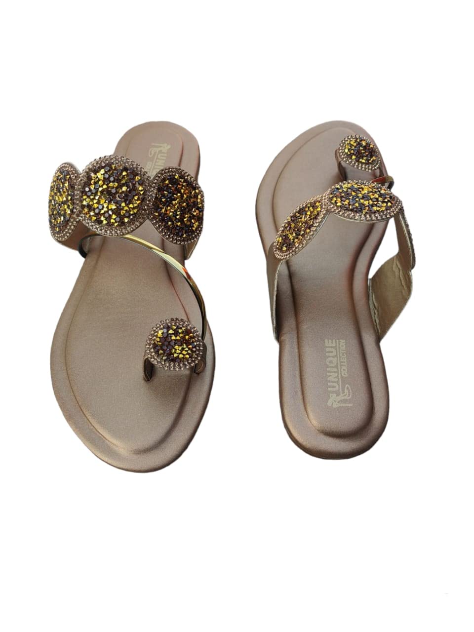 Unique collection Womens Party-wear Designer Wedding Slip-on flat sandal old is gold new color (coper, numeric_9) (B0BRHX6WF5) Amazon Price History, Amazon Price Tracker