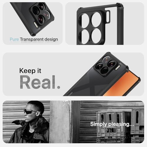 Image of Pikkme Crystal Clear Transparent Back Cover | Ultra Hyrbid | Full Camera Protection | Raised Edge | Bumper Case for Xiaomi 15 5G (Black)