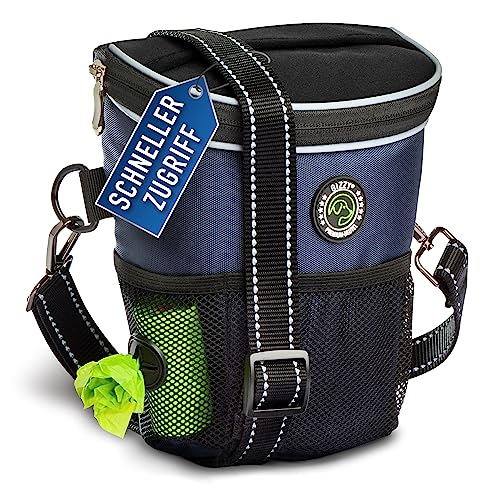 2 Stück Hunde Leckerlitasche - Mit Auto-Verschluss & Karabiner, 12x12cm