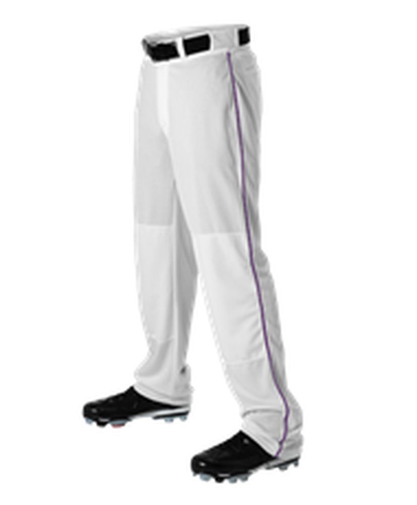 Alleson Adult Baseball Pant with Braid White, Purple 3X 605WLB 605WLB-WHPU-3X