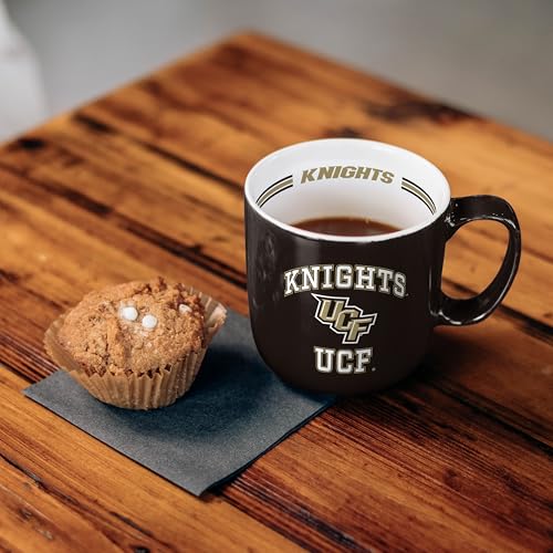 Image of Logo Brands NCAA Central Florida Golden Knights 15 oz Stripe Coffee Mug - Vintage Team Logo, Inside Print & Stripes, Microwave & Dishwasher Safe- Great Gift For Fans & Alumni