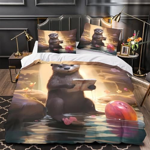 Housse de Couette Singe Mignon Hypoallergique Douce Parure de Lit 200x200