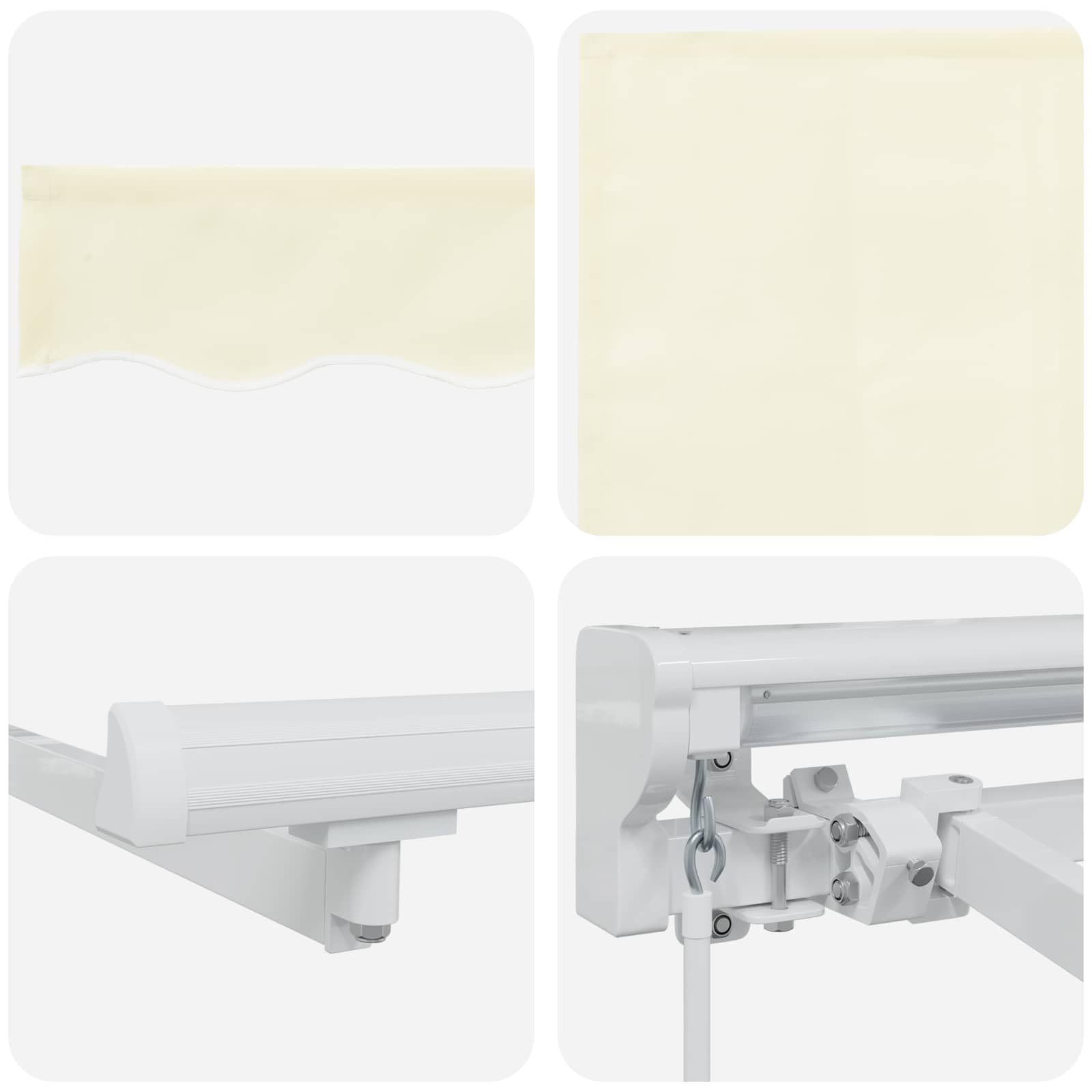 LKJephalotrope 16x10ft Motorized Retractable Awning with Remote, Cream | Features a metal frame and half-cassette design, offering manual crank override for patio and garden sun protection.