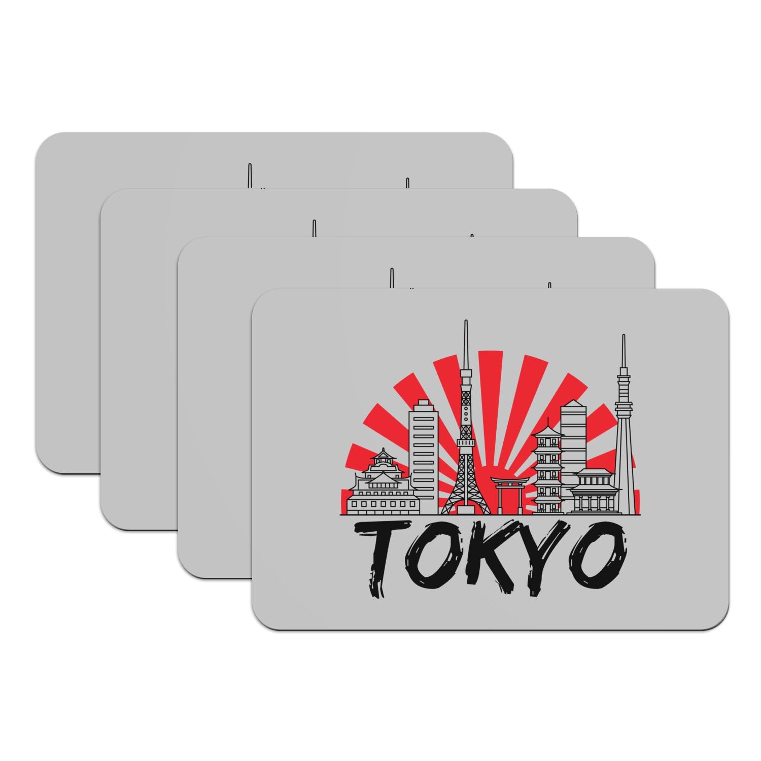 Sets de table gris antidérapants en caoutchouc Tokyo pour éviter les taches