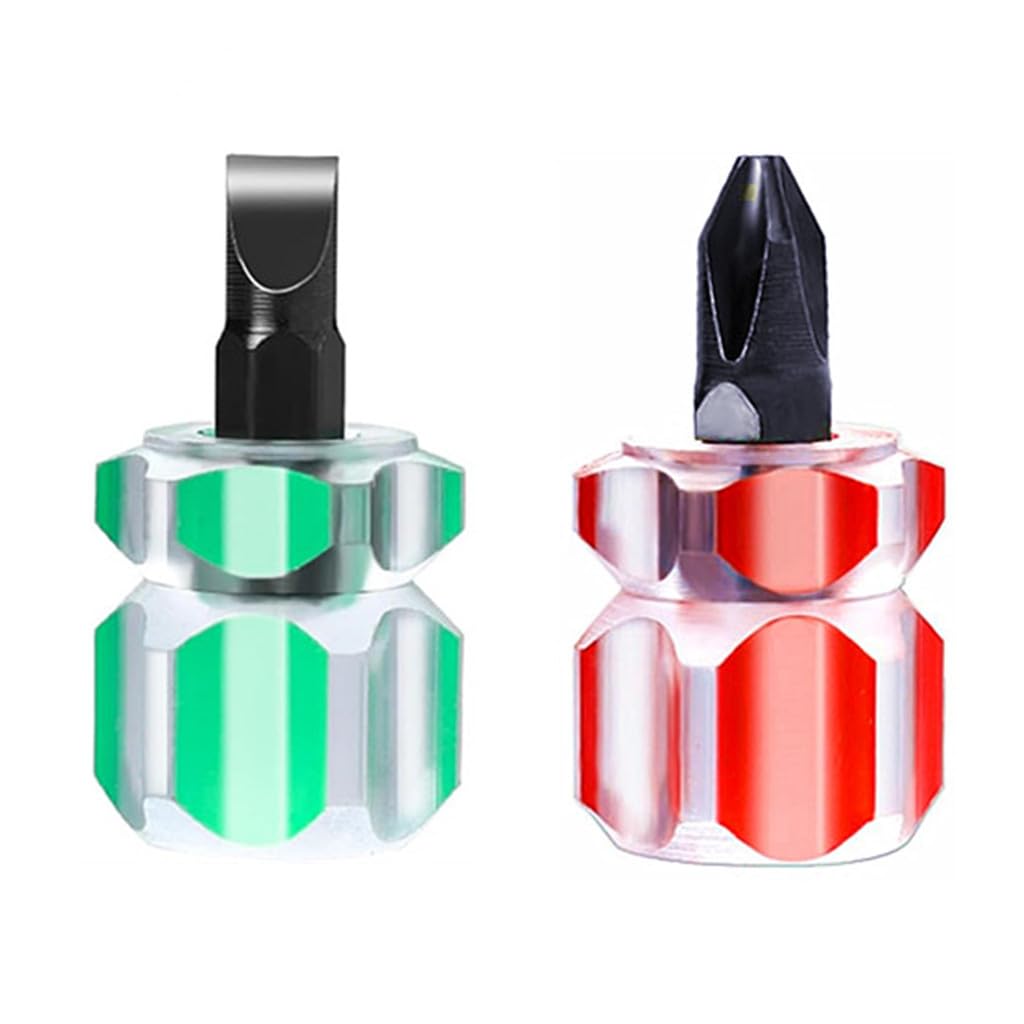 Kinteshun Mini Stubby Screwdrivers Short Cross and Flat Magnetic Tip Sewing Machine Screwdrivers Pocket Screwdrivers Set (Mini Size)