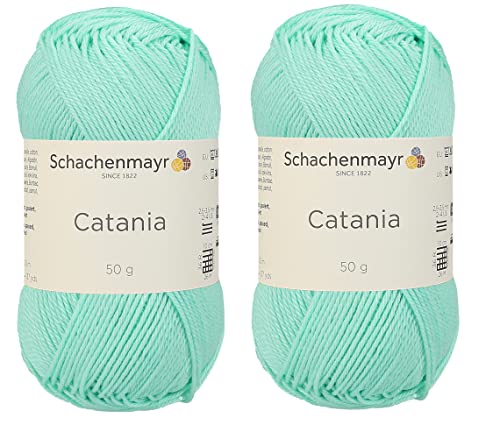 Image of [ Set of 2 Skeins ] SMC Catania Originals 100% Mercerized Cotton Yarn, Total 3.52 Oz. Each 1.76 Oz (50g) / 136 Yrds (125 m) Amigurumi Yarn Fine-Sport 2 (385 Mint)