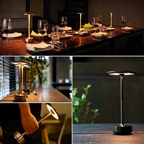 Cordless Table Lamp - Dimmable & Rechargeable Waterproof Desk Light, Metallic Led Touch Table Lamp, Portable Bedside Lamp Battery Operated Night Light For Bedroom Restaurant Bar Living Room (Gold) #TOP1