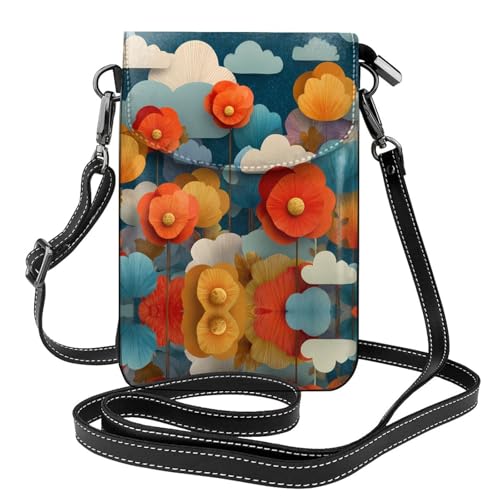Petit sac en cuir imprimé fleurs dans les nuages finition haut de gamme