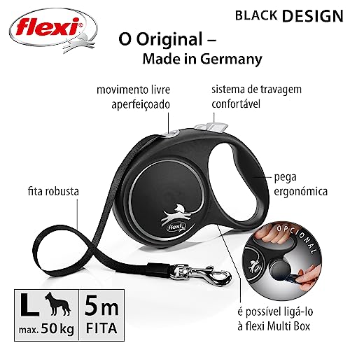 Guia FLEXI Black Design Fita G 5m - Preta