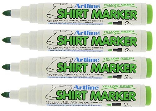 Artline EKT T-Shirt Marker Pens - Pack 4 (Yellow Green)