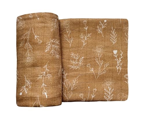 Image of LEYL&ARI Muslin Swaddle Blanket 70% Bamboo 30% Organic Cotton Baby Boy Girl Blanket | Gender Neutral Newborn Essentials (Wildflowers)