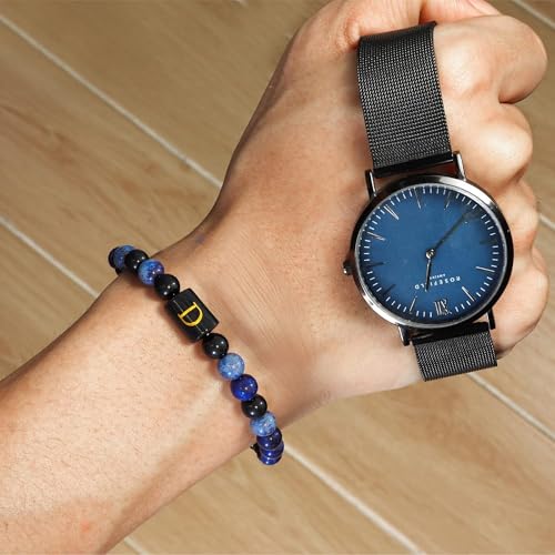 Pulsera para Hombre con Ojo de Tigre Azul y Lapislázuli miniatura 5