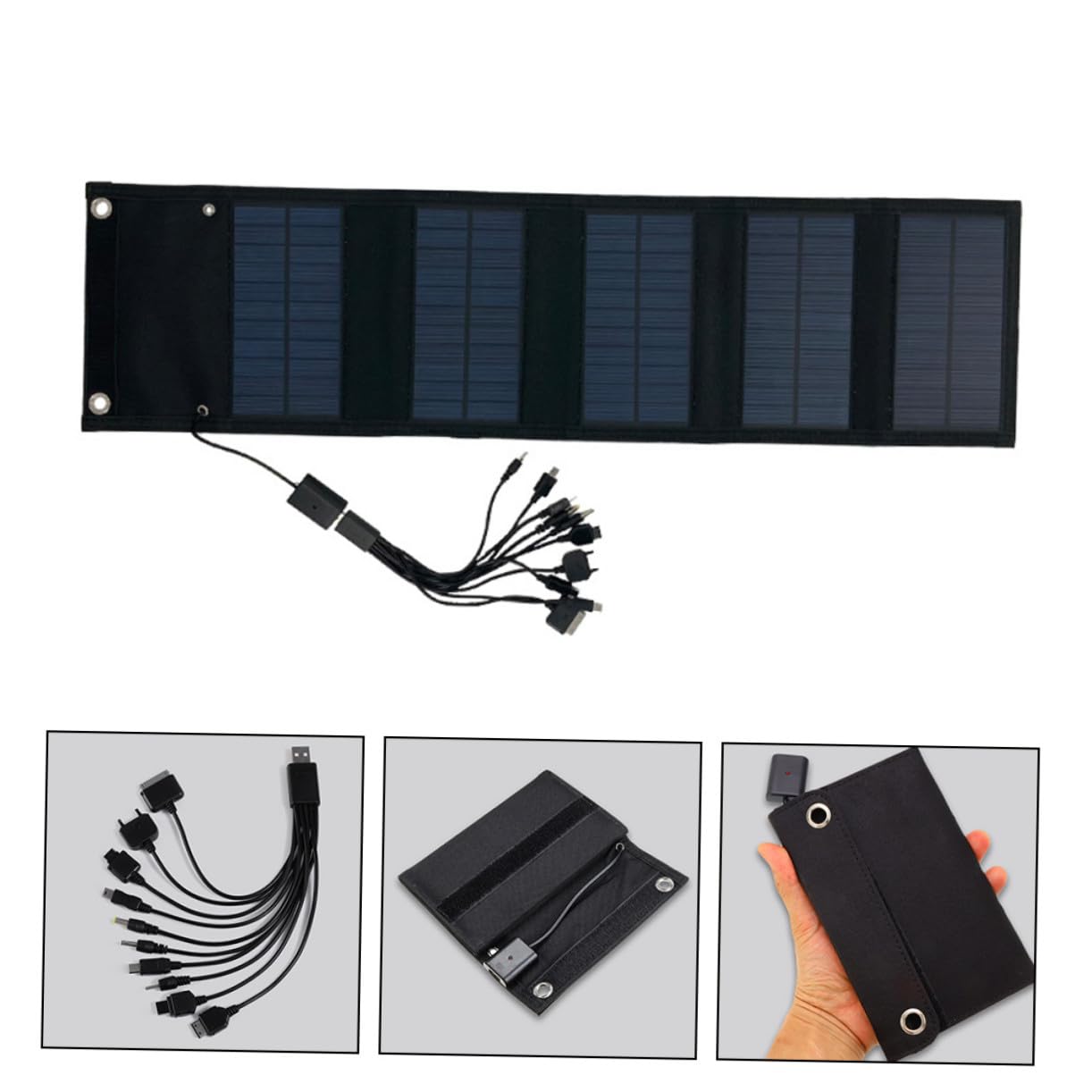 Cargador Solar Plegable de 15w y 6v Salida Usb, Panel Portátil de Abs Cobre Adecuado para Camping y Emergencias