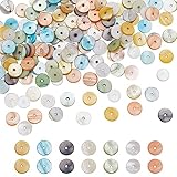 SUNNYCLUE 1 Box 200Pcs Shell Disc Beads Flat Shell Beads Freshwater Seashells Colorful Flat Round Summer Ocean Sea Loose Spacers for Jewelry Making DIY Bracelets Necklaces Earrings